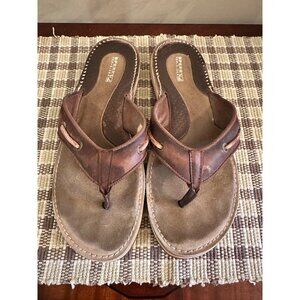 Sperry Womens Brown Leather Thong Sandals Size 9 M Classic Casual Style Comfort